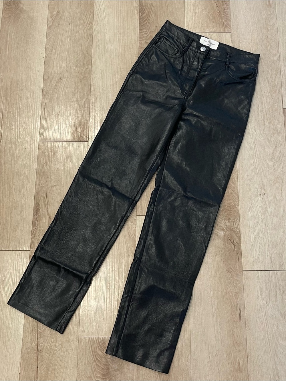 The Melina by Wilfred Black Coated Straight-Leg Pants
